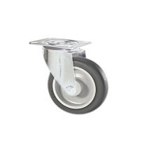 Gray rubber wheel with galvanized rotating plate support