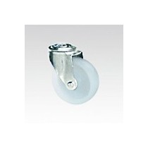 Nylon wheel with stainless steel rotating screw hole support
