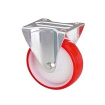 Nylon and polyurethane wheel with fixed stainless steel plate support