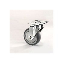 Gray rubber furniture wheel with stainless steel rotating plate support