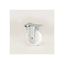 White nylon furniture wheel with fixed galvanized plate support