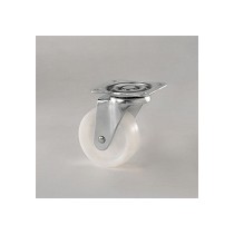 White nylon furniture wheel with galvanized rotating plate support