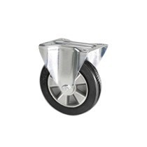 Elastic rubber wheel with fixed galvanized plate support