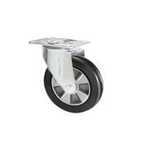 Elastic rubber wheel with galvanized rotating plate support