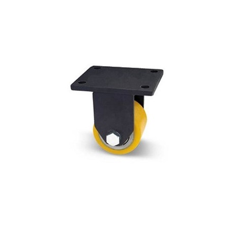 Roller for pallet truck in steel and polyurethane with extra heavy plate support fixed