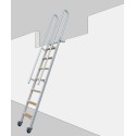 Mezzanine ladder in iron with galvanized iron steps and wheels Mod. SSPFXL