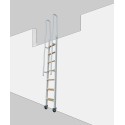 Iron loft ladder with galvanized iron steps and wheels Mod. SSPFXL